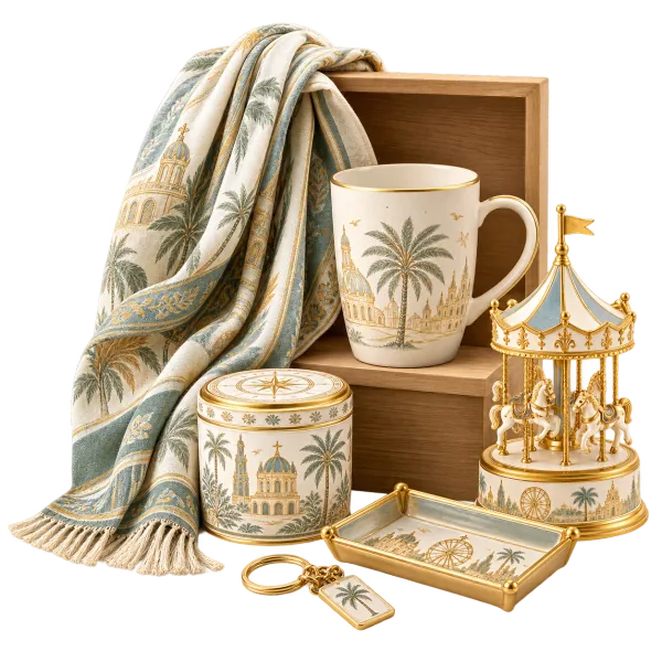 Custom gift shop merchandise featuring coordinated souvenir and retail gift collections