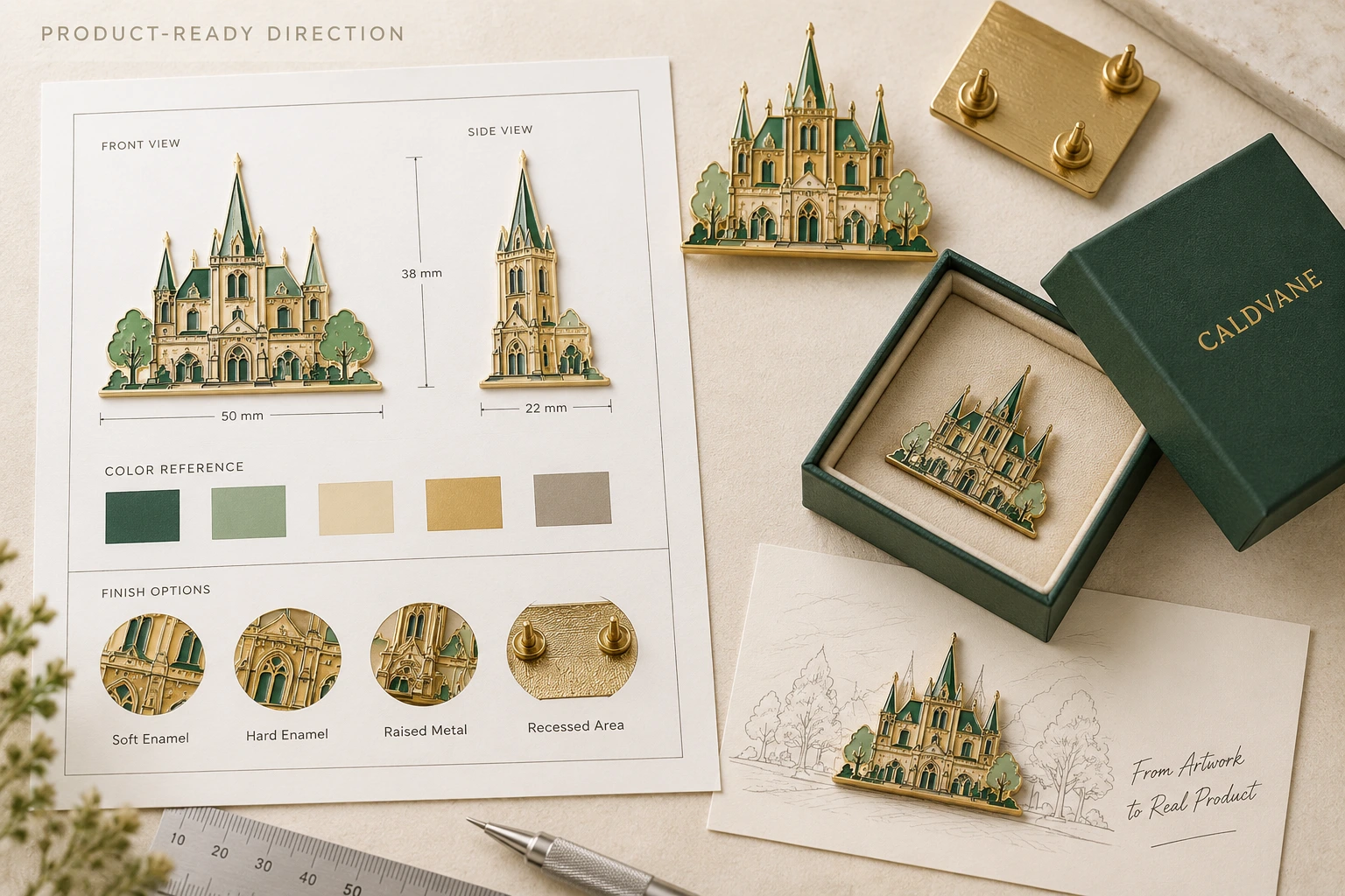 Refined product artwork, material direction and merchandise mockup prepared for sampling