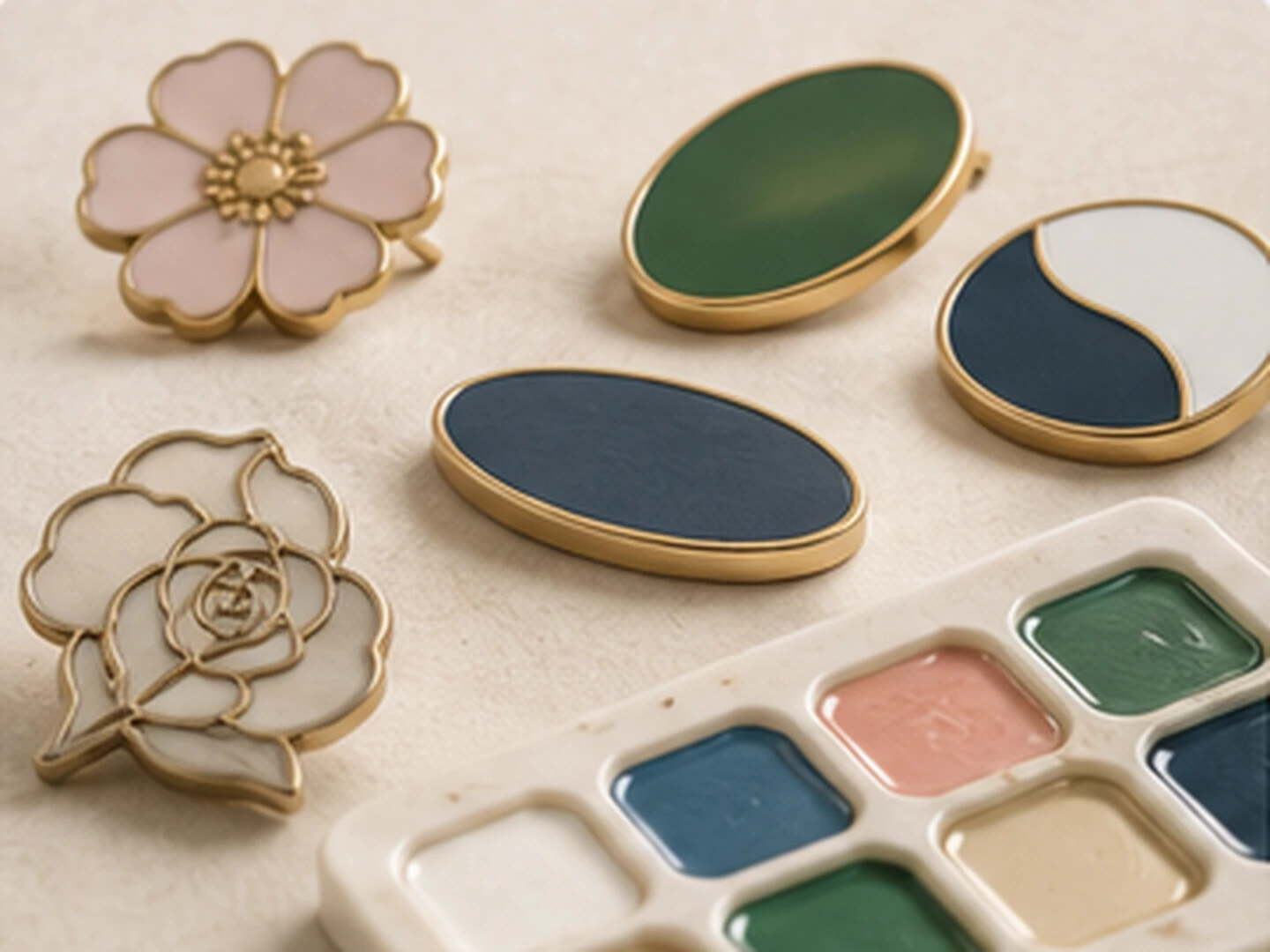 Enamel color and metal samples for custom product development