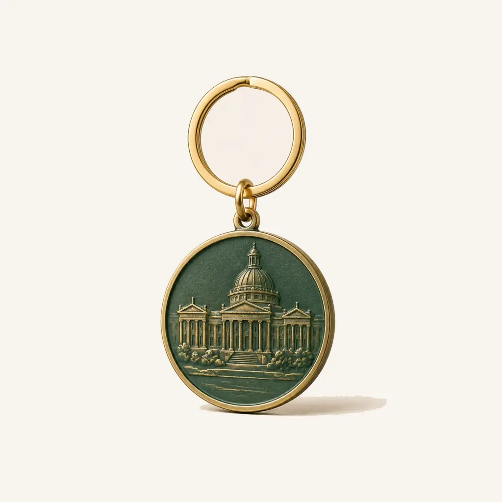 Zinc alloy landmark medallion keychain