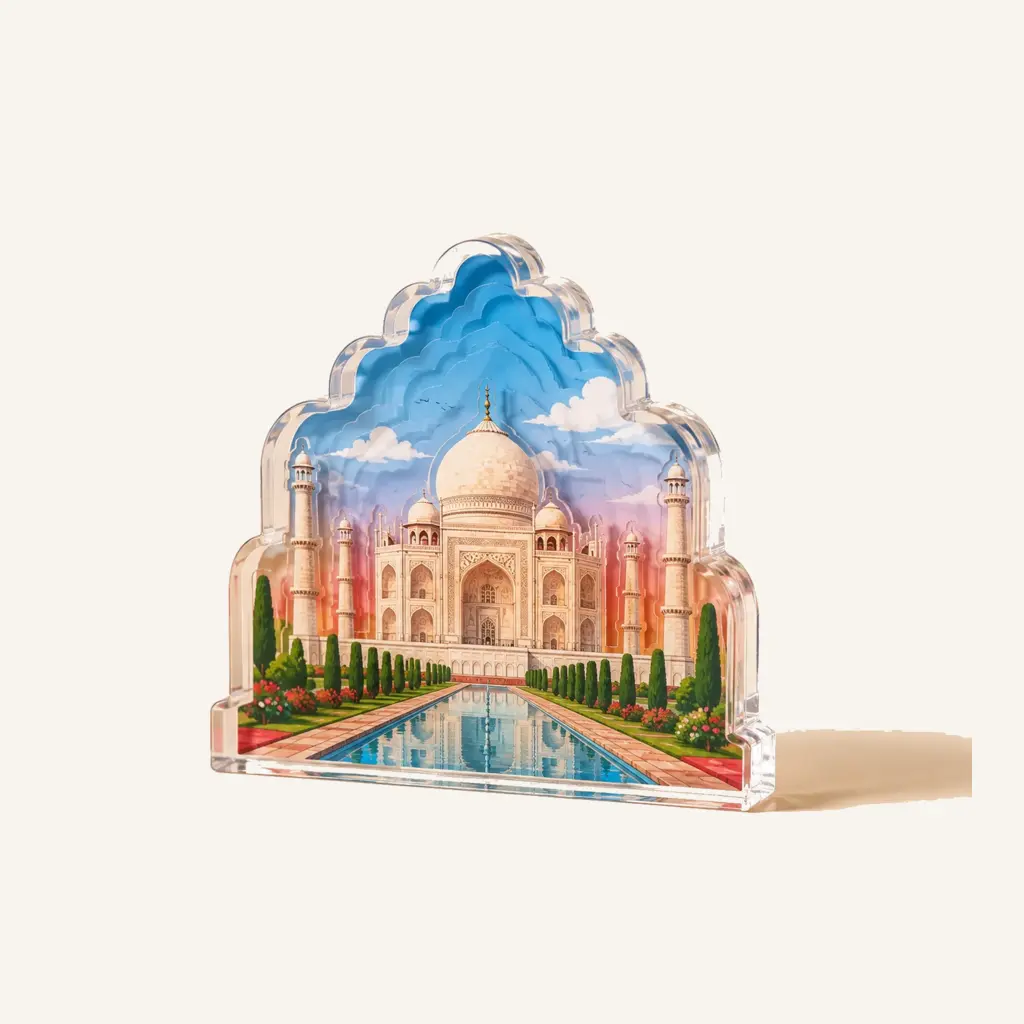 Layered clear acrylic landmark display souvenir