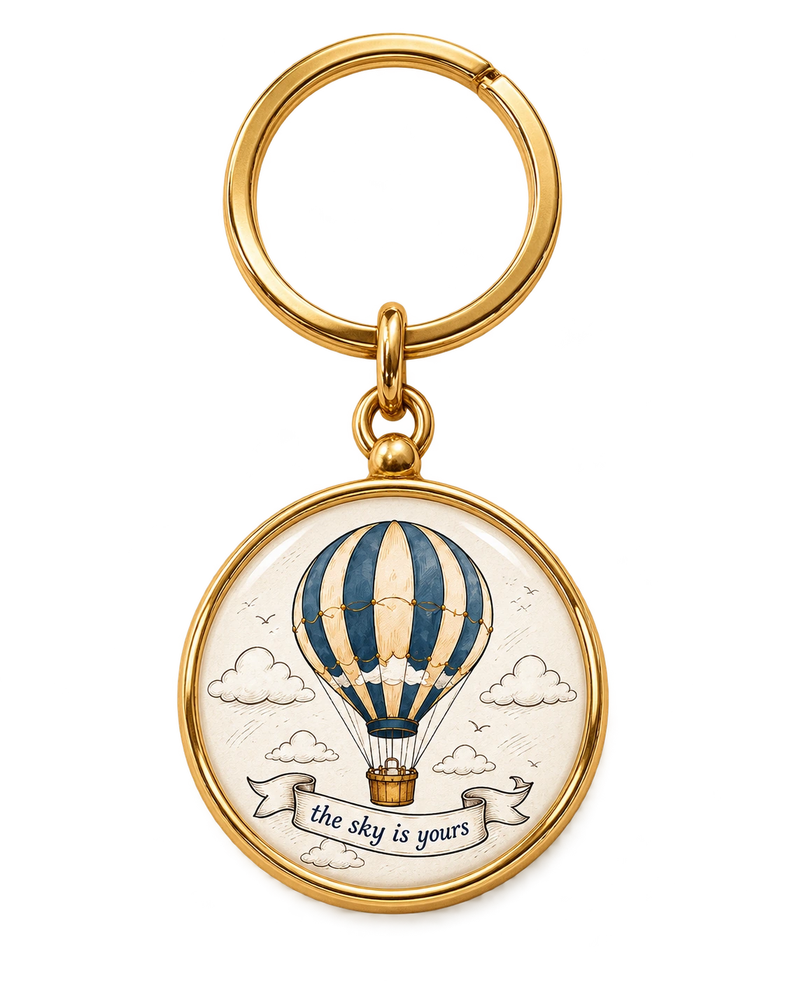 Hot air balloon themed custom keychain