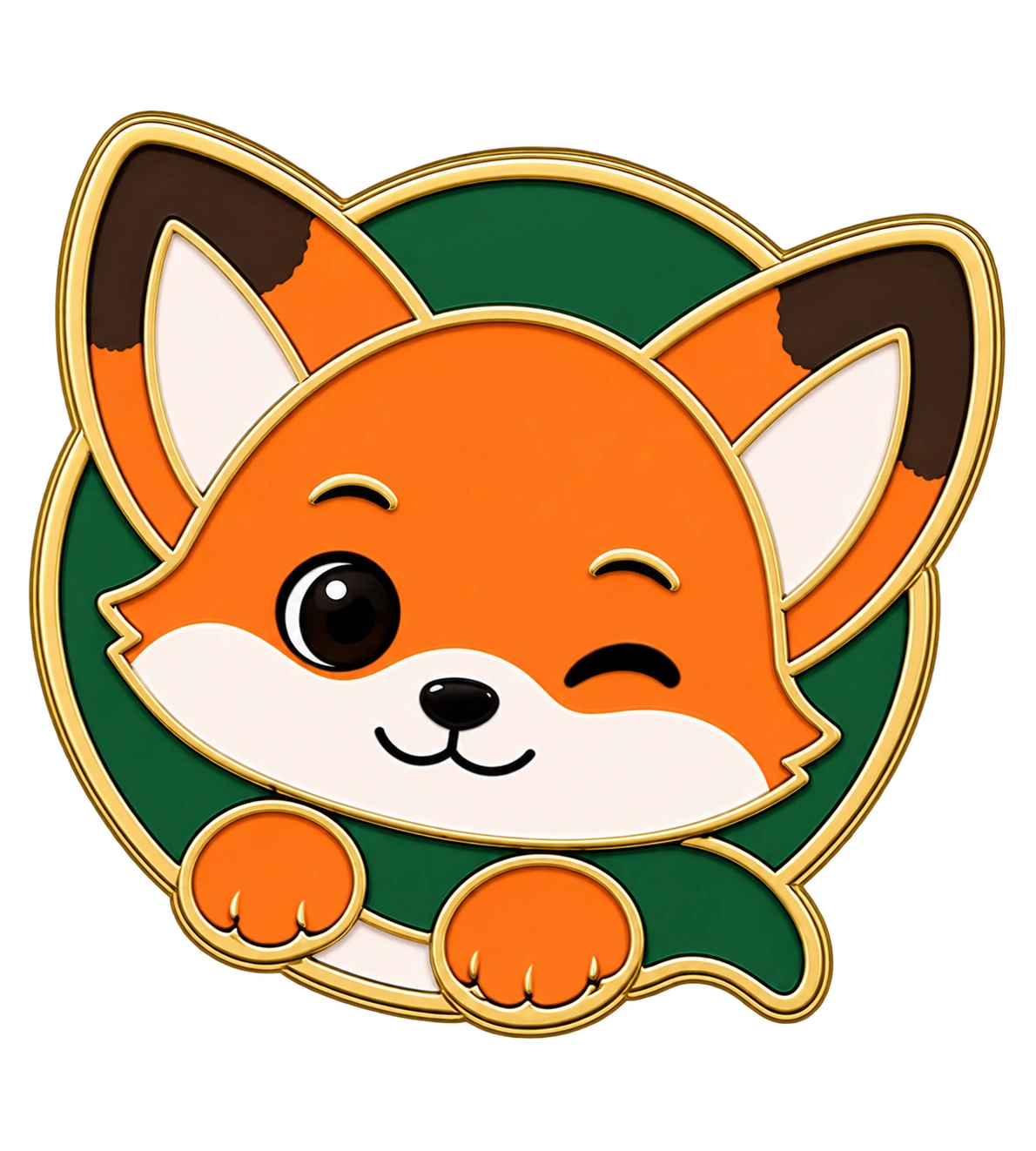 Civi fox character enamel pin.